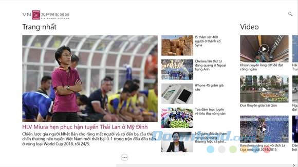 Giao diện chính của VnExpress.net