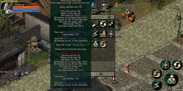 Giao diện chơi game Võ Lâm 1 Mobile cho iPhone