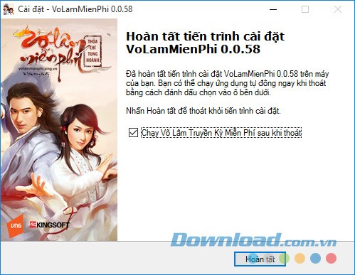 Hoàn tất cài đặt game trên máy tính