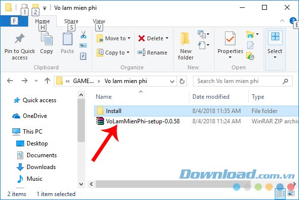 Giải nén file cài Võ lâm truyền kỳ miễn phí trên máy tính