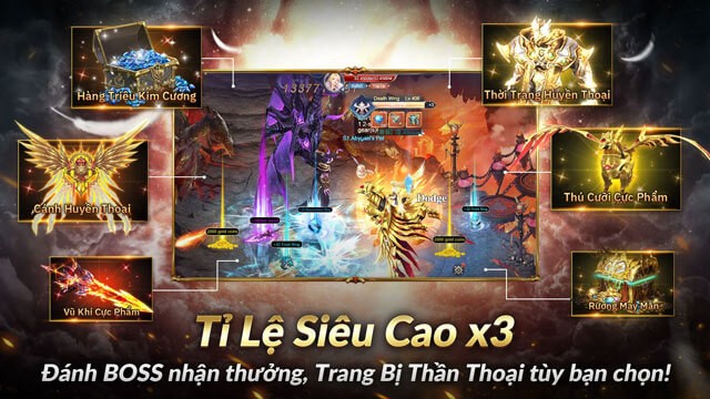 Đánh Boss nhận thưởng, trang bị thần thoại tùy bạn chọn