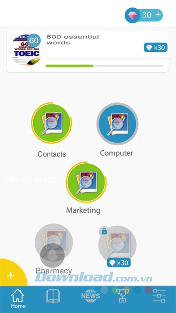 Giao diện chính Vocab