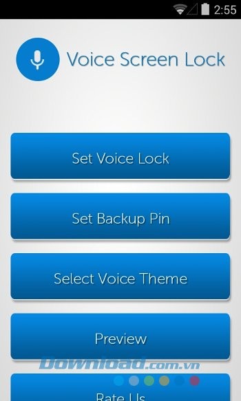 Giao diện ứng dụng Voice Screen Lock
