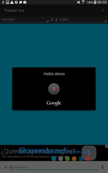 Giao diện ứng dụng Voice Translator