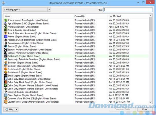 Tìm và tải profile