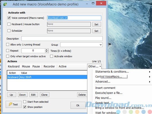 Tạo macro mới trong VoiceMacro