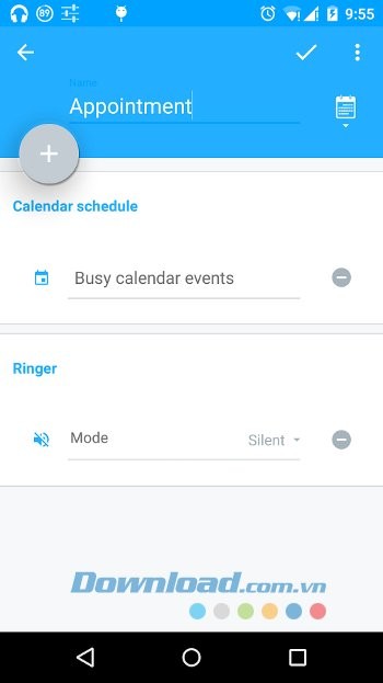 Các thiết lập của Preset cuộc hẹn trên Volume Control