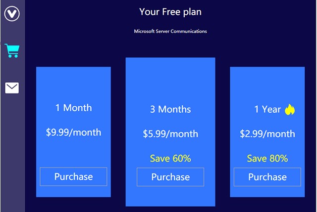 Dùng thử VPN Pro 7 ngày miễn phí hoặc mua gói thuê bao theo tháng và năm