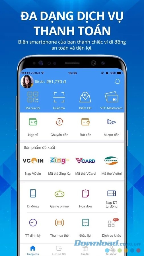 VTC Pay hỗ trợ nhiều dịch vụ