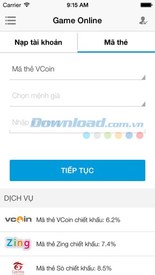 VTC 365 hỗ trợ nạp thẻ game