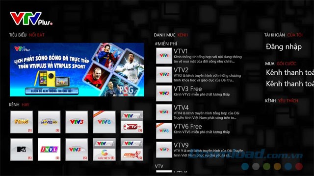 Giao diện VTV Plus