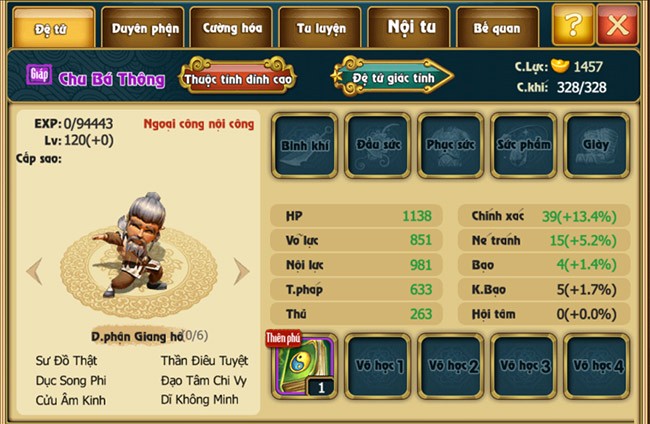 Thuộc tính của nhân vật trong Vua Kiếm Hiệp