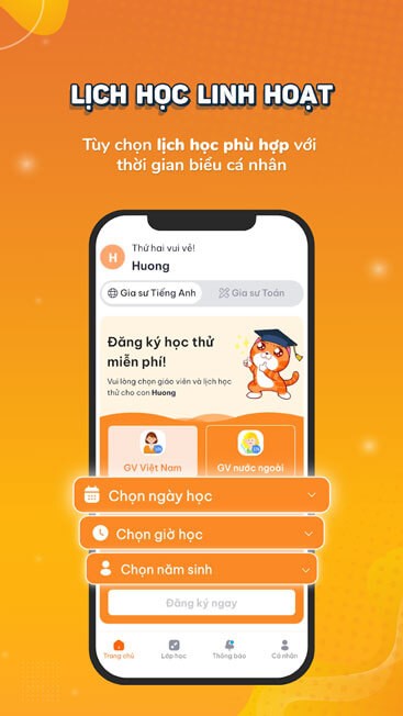 Tùy chọn lịch học phù hợp