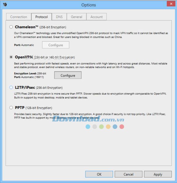 Lựa chọn nhiều giao thức kết nối