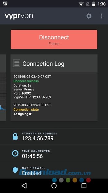Bản ghi dữ liệu của VyprVPN
