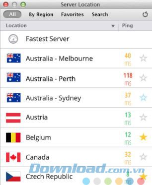Chọn máy chủ để kết nối