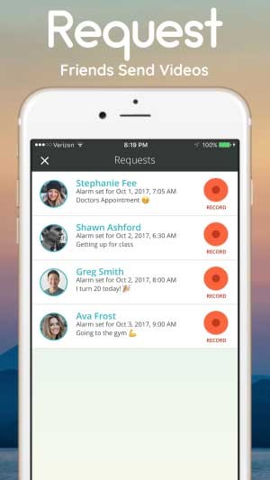 Gửi yêu cầu bạn bè hay người thân đánh thức bạn bằng video