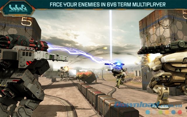 Các màn đấu 6 vs 6 trong game Walking War Robots
