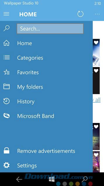 Các lựa chọn trong Menu của ứng dụng