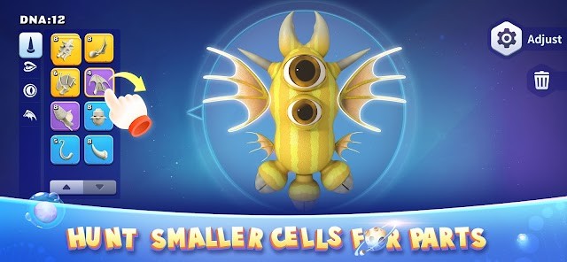 Phát triển và tiến hóa sinh vật của bạn từ một sinh vật đơn bào cực nhỏ trong game War of Evolution