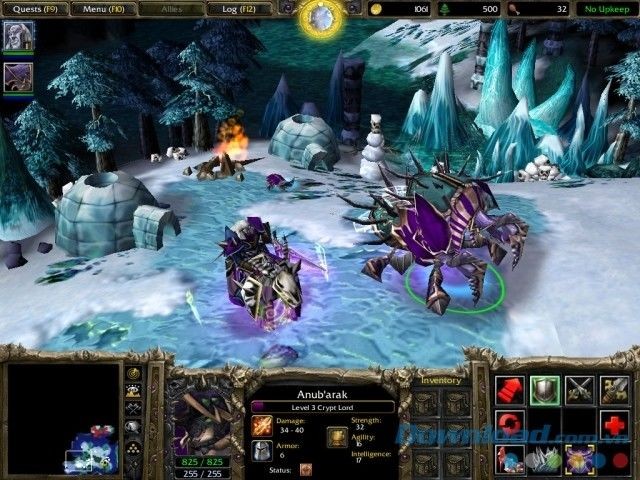 Điều khiển các vị anh hùng huyền thoại trong game chiến thuật thời gian thực Warcraft III: The Frozen Throne cho máy tính