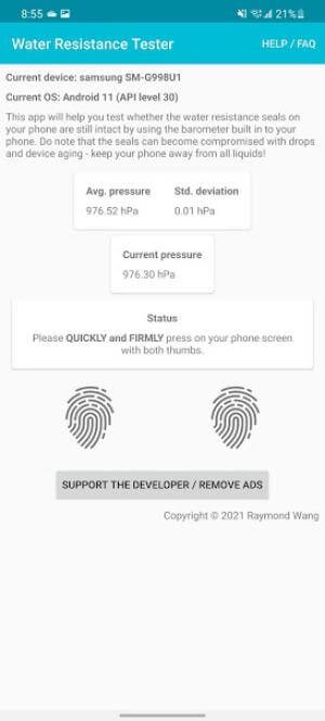 Ứng dụng hoạt động dựa trên cảm biến áp suất được tích hợp trong máy