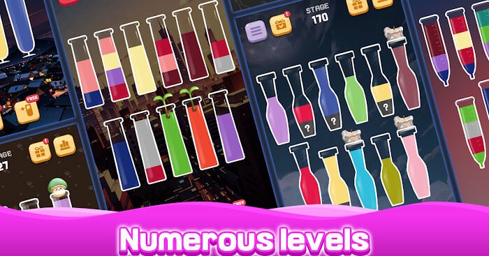 Water Sort Quest thách thức trí thông minh của bạn qua vô số level phân loại nước màu