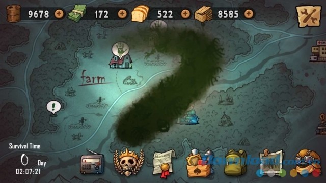 Sử dụng bản đồ hữu ích trong game chiến thuật miễn phí Waves of Zombies cho máy tính và Windows Phone