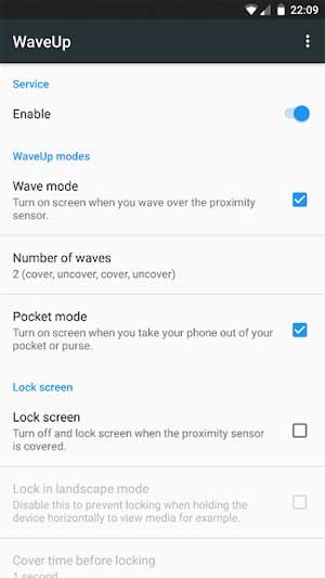 Tự động bật tắt màn hình với WaveUp cho Android