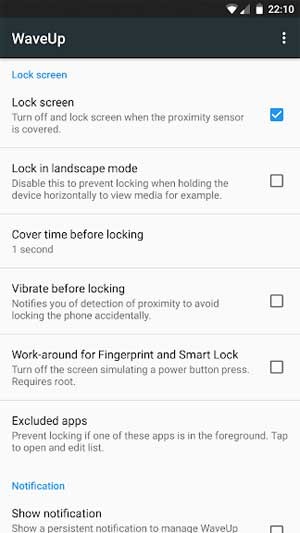WaveUp Android không đòi hỏi quyền root điện thoại