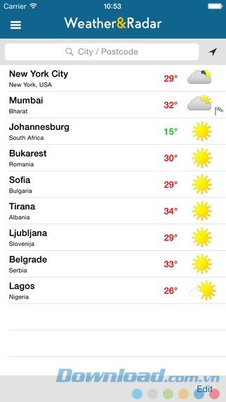 Xem thời tiết các thành phố