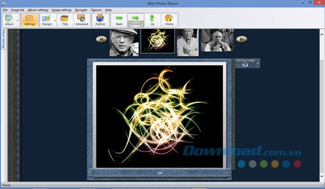 Giao diện phần mềm Web Photo Album