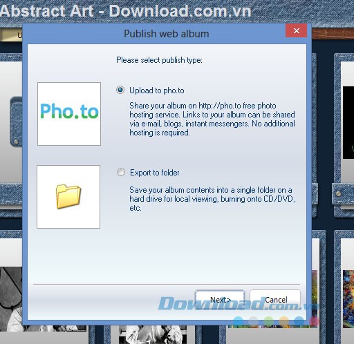 Lựa chọn xuất album ảnh