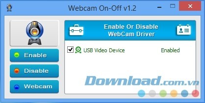 Giao diện màn hình Webcam On-Off
