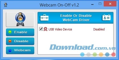 Nếu webcam bị vô hiệu hóa, biểu tượng thiết bị sẽ biến thành màu đỏ