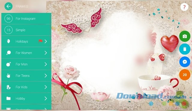 Webka for Messenger sở hữu nhiều khung ảnh bắt mắt