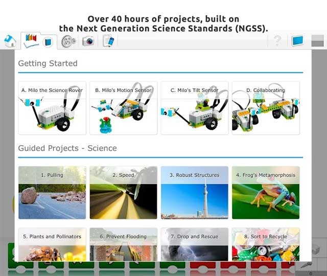 WeDo 2.0 bao gồm hơn 40 giờ học được xây dựng theo Tiêu chuẩn giáo dục Khoa học Thế hệ mới
