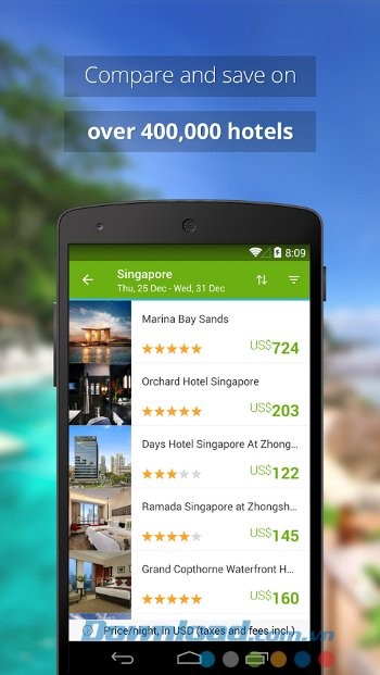 So sánh giá giữa các khách sạn với Wego