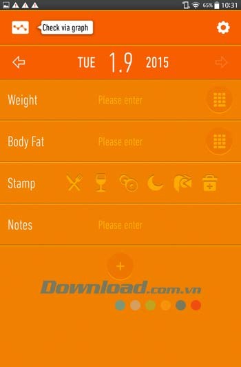 Giao diện ứng dụng Weight Loss Tracker