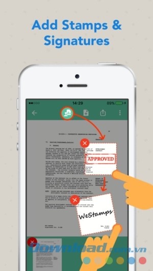 WeStamps cho iOS thêm dấu và chữ ký