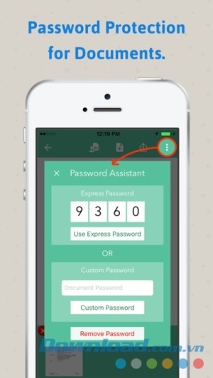 WeStamps cho iOS lập mật khẩu bảo vệ