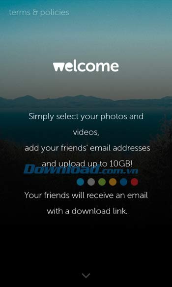 Giao diện ứng dụng WeTransfer