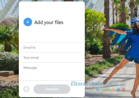 Giao diện WeTransfer