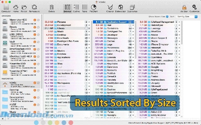 Màu sắc đánh dấu file chiếm dung lượng lớn