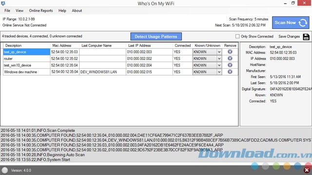 Giao diện phần mềm Who's On My WiFi