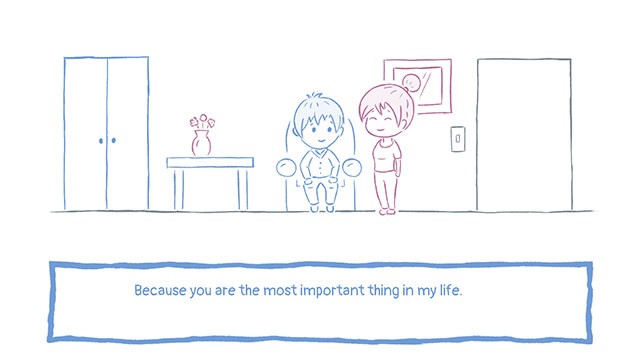 Game sử dụng đồ họa vẽ tay đơn giản với 2 tông màu xanh - hồng nhẹ nhàng