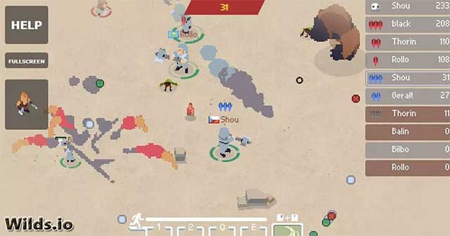 Vì wilds io là một trò chơi online, các hoạt động trong game phụ thuộc vào người chơi