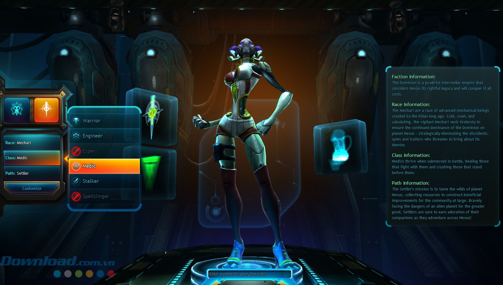 Lựa chọn chủng tộc và lớp nhân vật