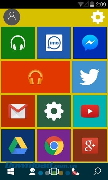 Màn hình chủ sau khi áp dụng Win 10 Launcher