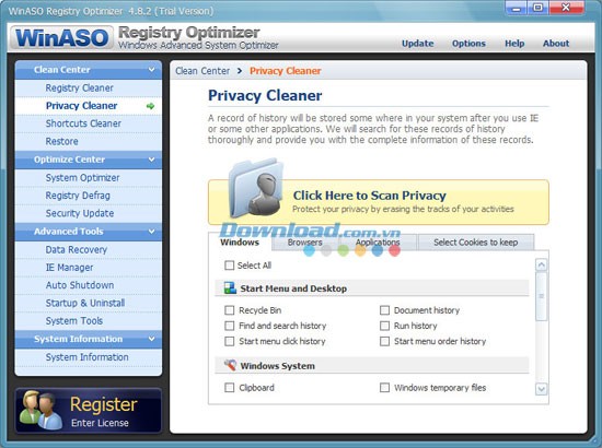 WinASO Registry Optimizer